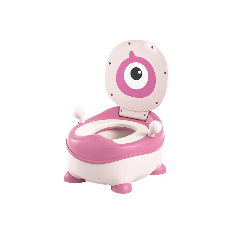 Pink cute cartoon baby potty training chair with lid, handles, and non-slip base - Wholesale baby care products manufacturer