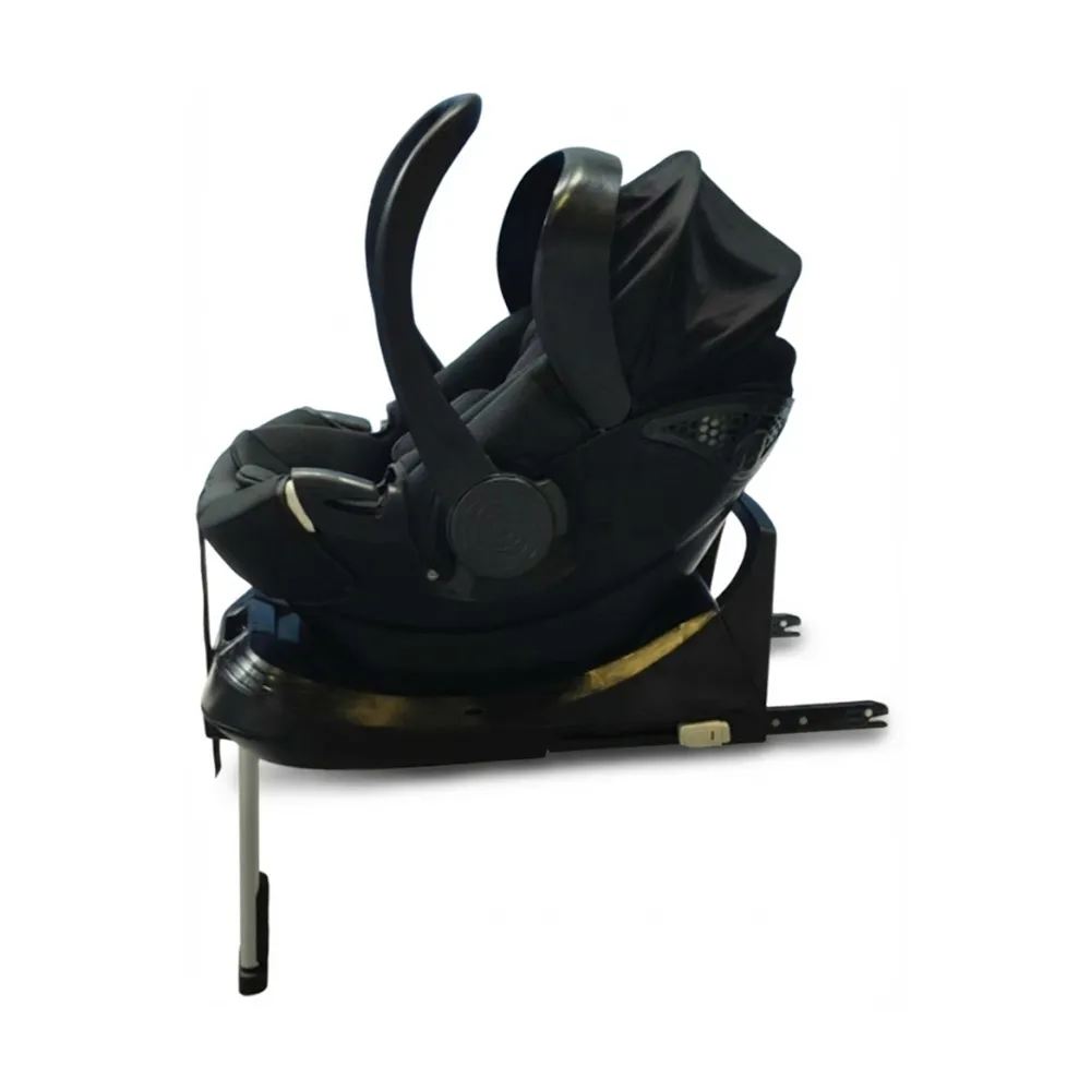 Side view of CS104-i Wholesale i-Size Infant Car Seat mounted on ISOFIX base with support leg.
