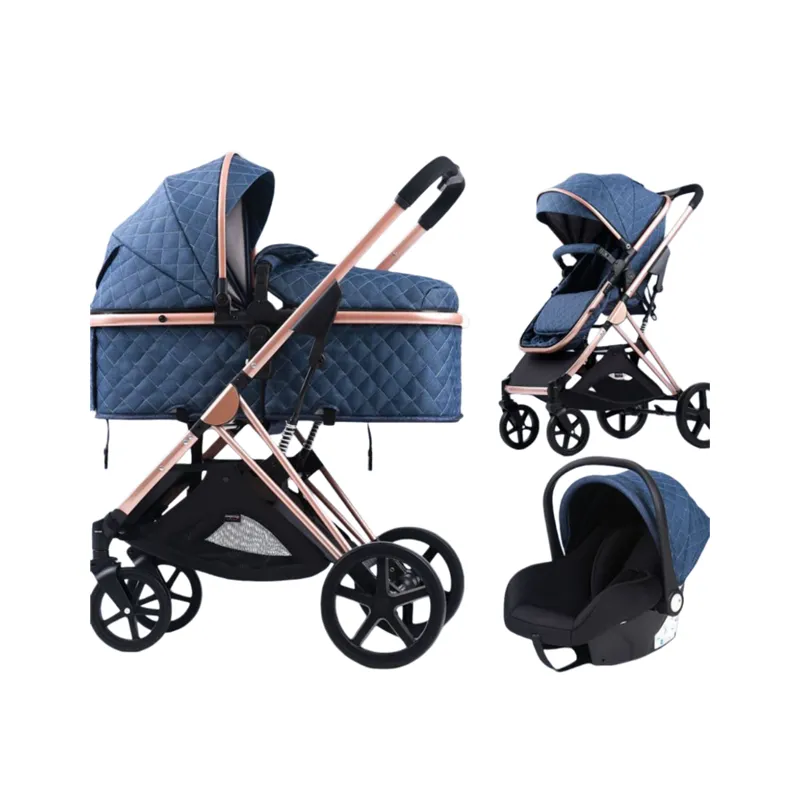 Luxury 3-in-1 travel system stroller with bassinet - OEM manufacturing available.