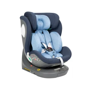 Side view of Wholesale 360 i-Size Car Seat CS306-i. Blue 40-150cm rotating seat with ISOFIX and support leg base.