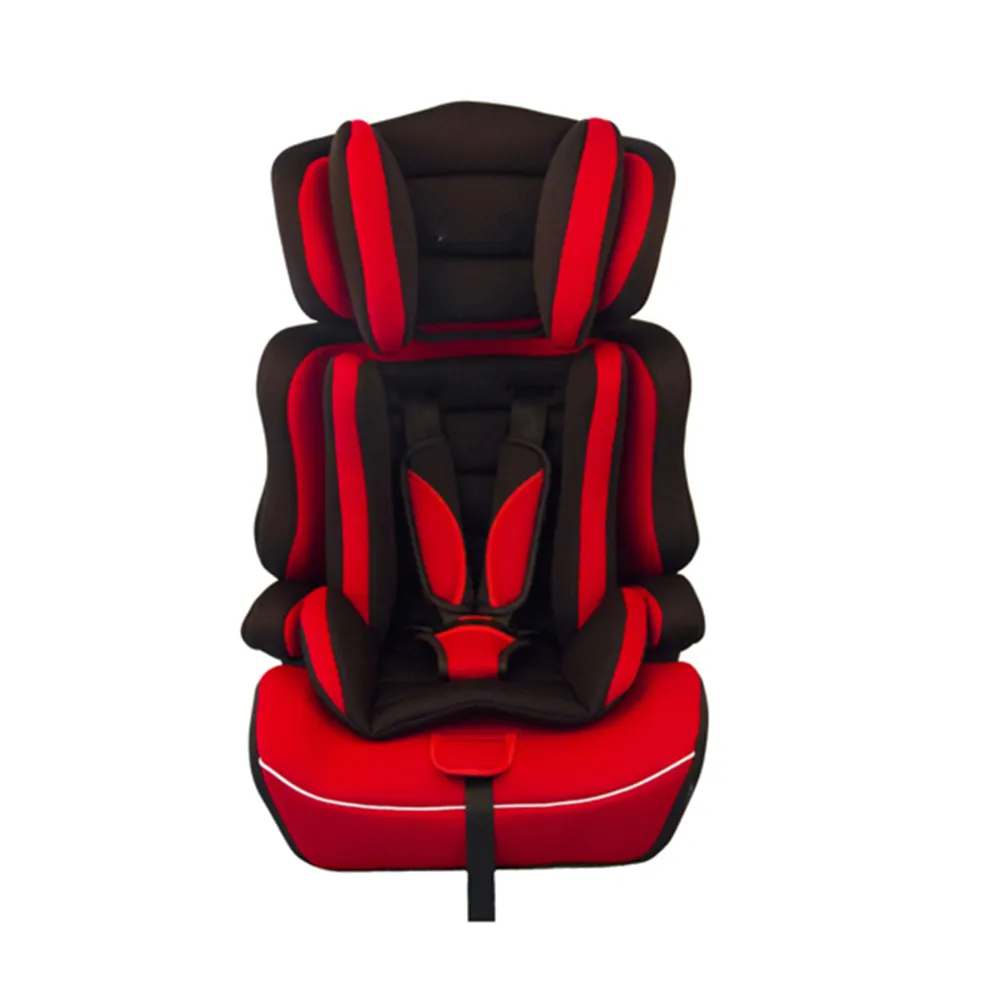 Front view of Wholesale 76-150cm i-Size Car Seat CS203-i in red. Forward-facing R129 combination seat with 5-point harness and inner cushion for toddlers.