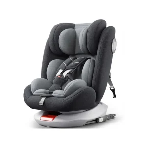 Side view of Wholesale Group 0+/1/2/3 Rotating Car Seat CS301-F. Grey 0-36kg seat with ISOFIX connectors and 5-point harness.