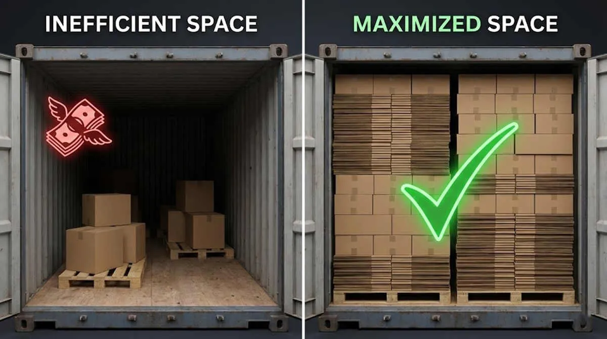 High-Loading Bassinets vs standard packing comparison: efficient 40HQ container loading to save shipping costs.