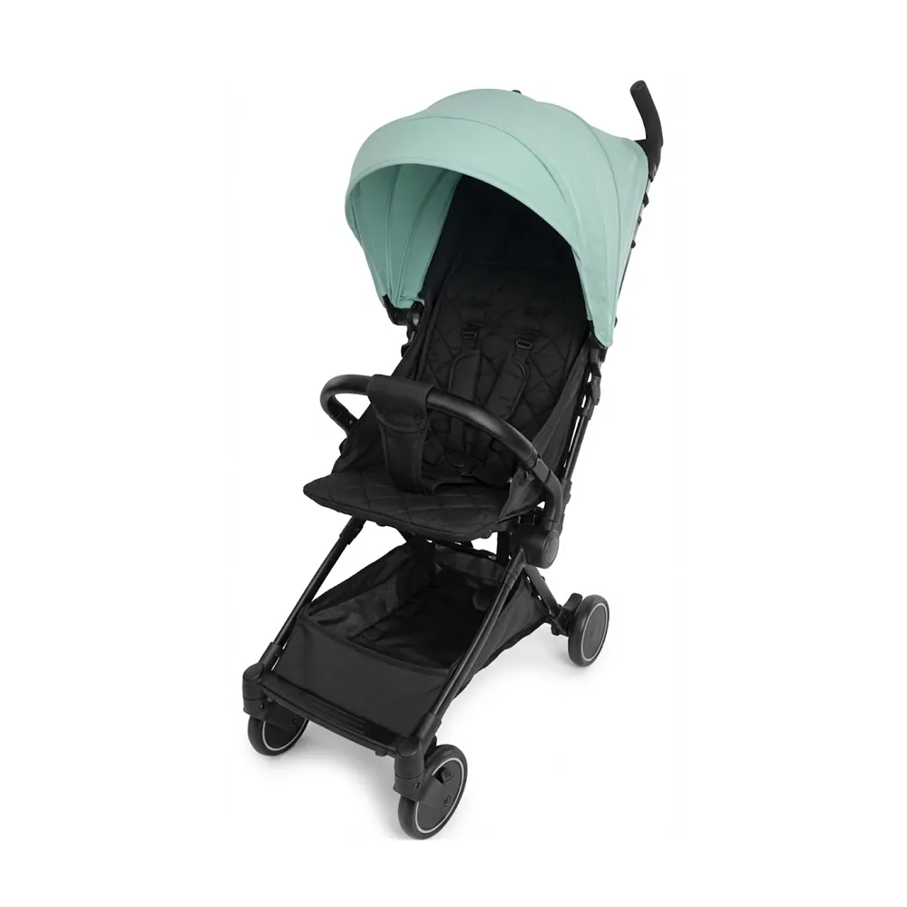 ST110 Wholesale Lightweight Stroller triple fold cabin size with mint green canopy.