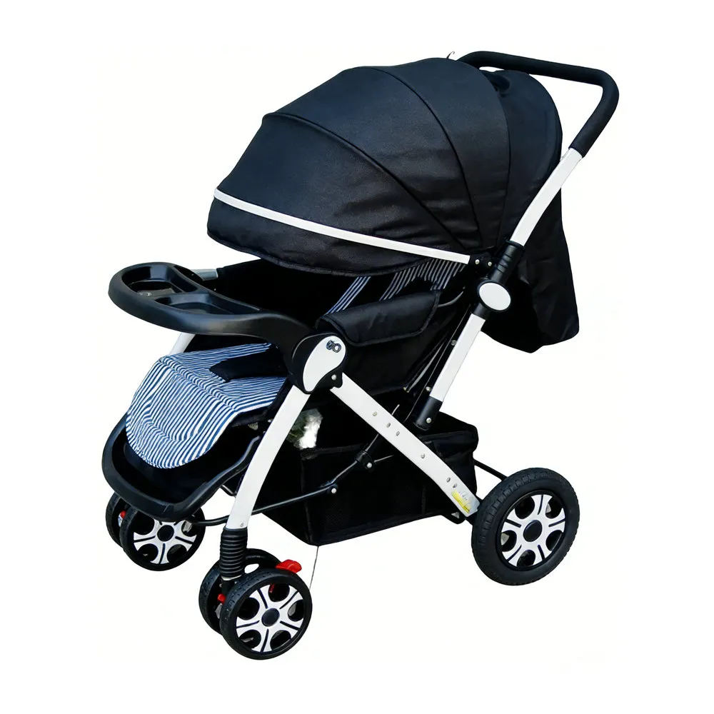 Babylovi ST201 Wholesale Full Size Stroller with reversible handle, large canopy, and front snack tray.