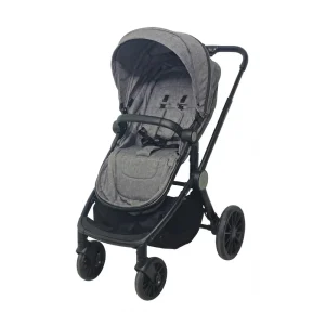 Babylovi ST305 Wholesale Convertible Stroller in grey, featuring an aluminum frame, PU wheels, and a 2-in-1 convertible seat unit.