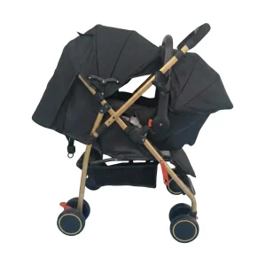 Babylovi ST502RC Wholesale 2-in-1 Travel System with a luxury gold frame, showing the infant car seat attached and full coverage canopy.