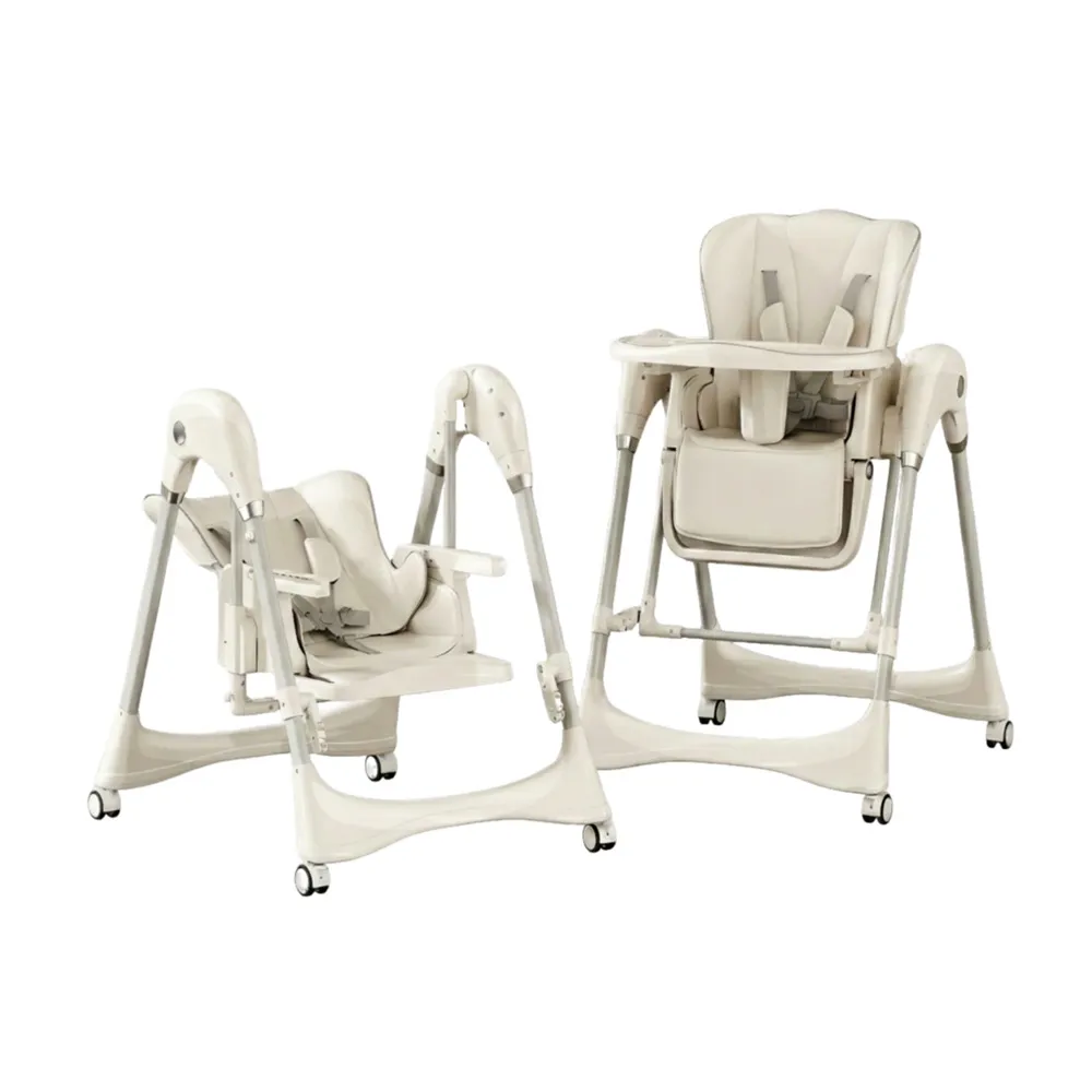 Babylovi HC501 wholesale 2-in-1 high chair in beige converting to electric swing with bluetooth.