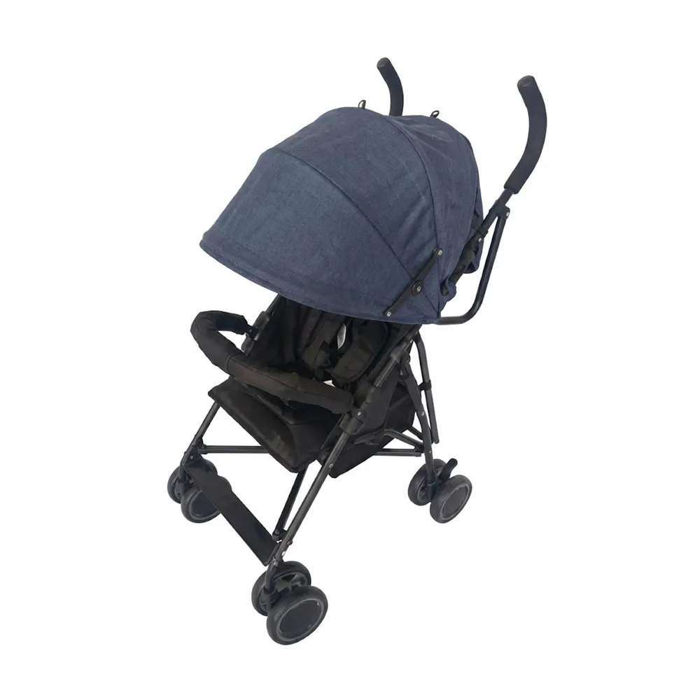 Babylovi ST105 wholesale 2-position umbrella stroller in blue featuring adjustable backrest and canopy.