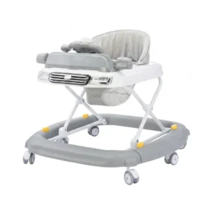 Wholesale Baby Walker Rocker BW756 featuring a grey car dashboard toy and sturdy walker frame.
