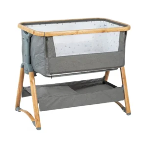 Babylovi BD431 Pro wholesale bedside sleeper in grey featuring wood grain aluminum frame.
