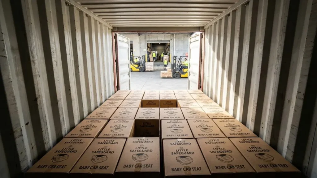 High-density container loading illustrating logistics efficiency for OEM vs ODM Baby Products: 2026 Sourcing Strategy.
