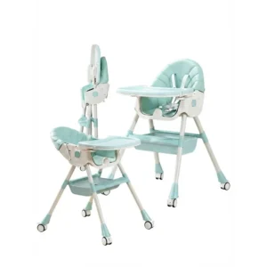 Wholesale Compact Manual Swing Chair HC552 in mint green showing high and low height positions.