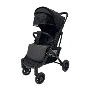 Babylovi ST519 wholesale compact pull rod stroller in black featuring telescopic handle and aluminum frame.