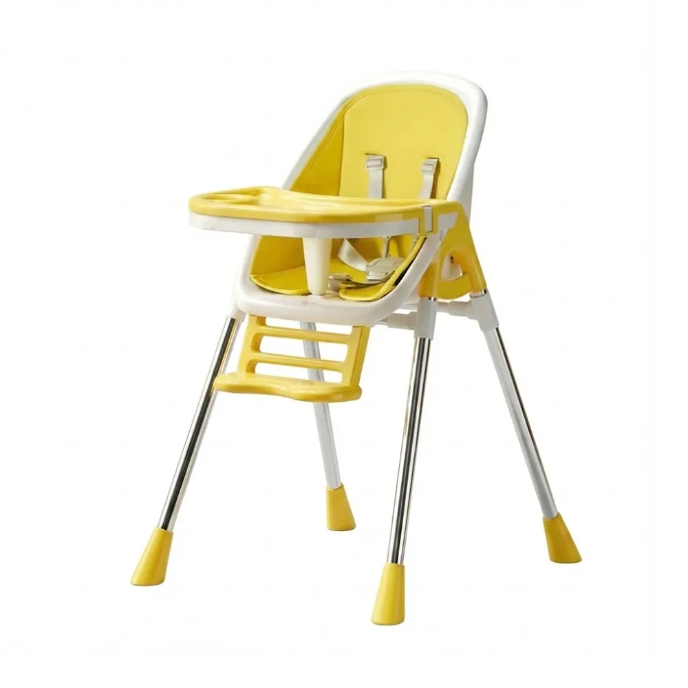 Wholesale Detachable High Chair HC576 in yellow featuring high and low mode and foldable tray.