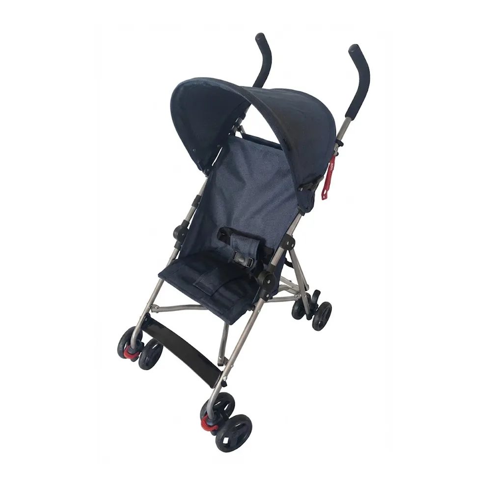 Babylovi ST101 wholesale economy umbrella stroller in blue featuring 3-point harness and compact fold.