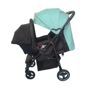 Babylovi ST508C wholesale iron travel system in green featuring infant car seat combo and mesh canopy window.
