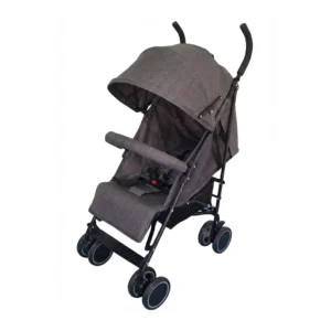 Babylovi ST109 wholesale linen umbrella stroller in grey featuring detachable bumper bar and double wheels.