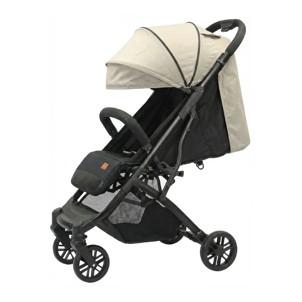 Babylovi ST515 wholesale pull rod stroller in beige featuring carbon steel frame and luggage pull rod.