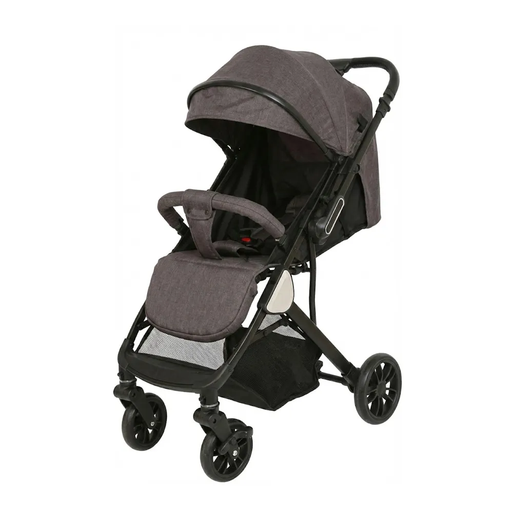 Babylovi ST518 wholesale reversible handle stroller in grey featuring carbon steel frame and one-button fold.