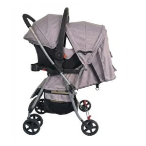 Babylovi ST504C wholesale reversible handle travel system in grey featuring detachable meal tray and infant car seat.
