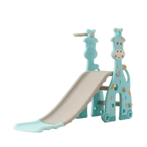 Wholesale Giraffe Kids Slide SL502 with basketball hoop and anti-slip steps for playground play.