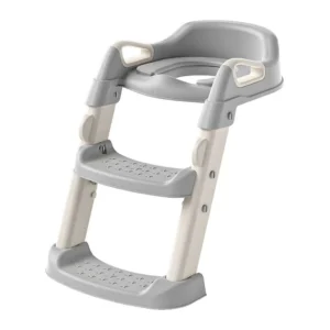 Wholesale Potty Training Ladder PT232 in grey featuring a foldable step stool mode, handles, and adjustable 2-position step.