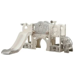 Wholesale Slide and Tunnel Playset SL581 with basketball hoop, extra long slide, and tunnel for kids playground.