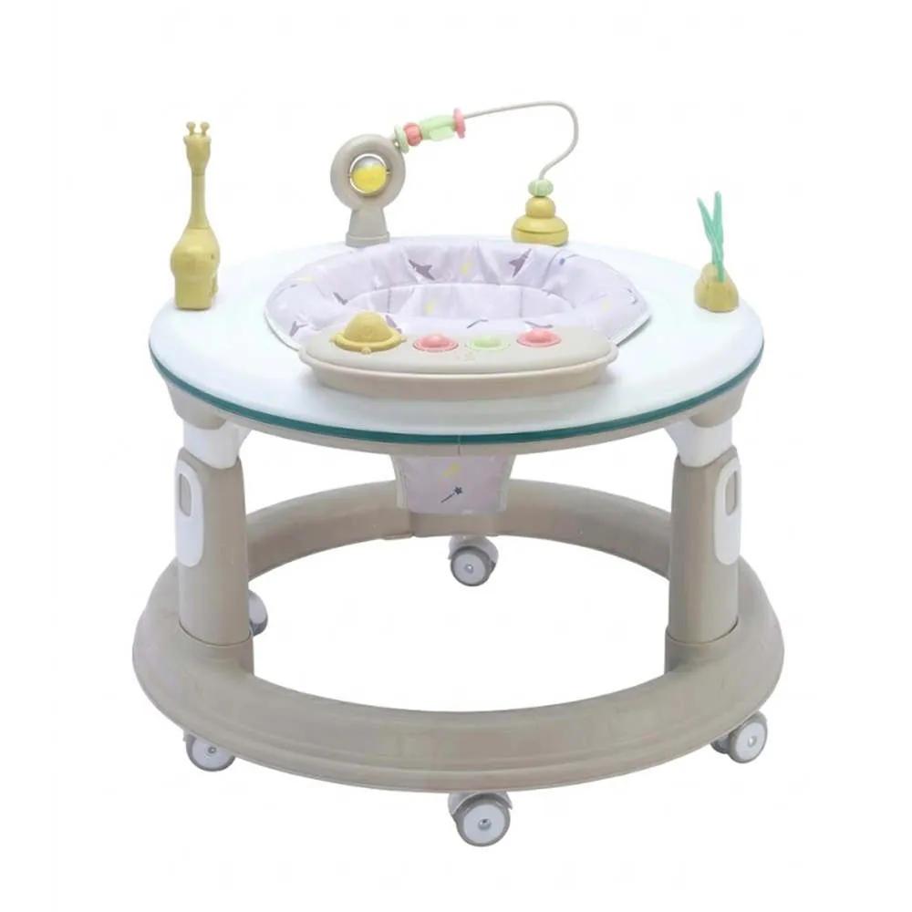 Wholesale Swivel Baby Walker BW753 with 360 degree rotating seat, musical activity tray, and foldable frame.