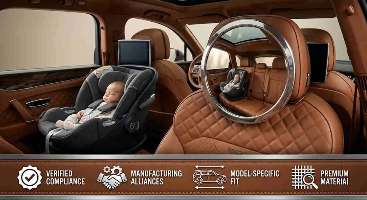 Wholesale car seat accessories featuring a premium convex observation mirror integrated into a luxury SUV cabin.