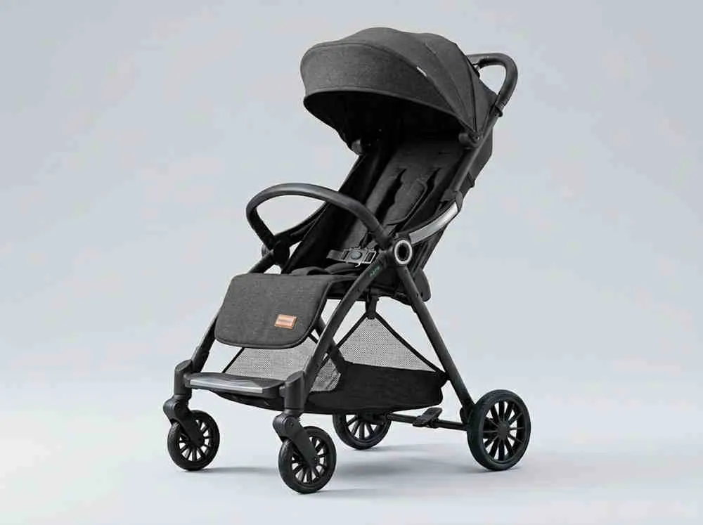2026 Nursery Niche Market Strategies: ST523 sleek black auto-fold stroller isolated on a clean studio background.
